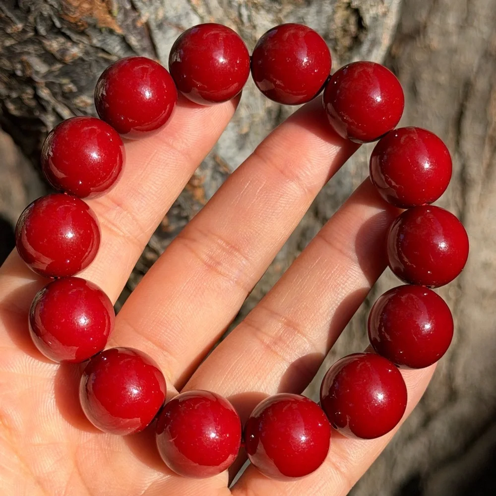 16mm‎ stretchable cinnabar bracelet 0872